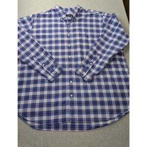 Ralph Lauren Shirt Mens 3XB Big Blue White Plaid Classic Fit Button Down Cotton